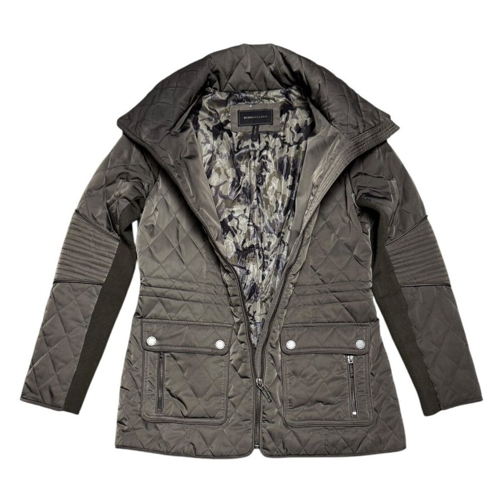 BCBG Maxazria Luxury Designer Winter Puffer Parka Coat Womens Medium